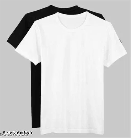 Man Polyester Tshirt BLACK And WHITE Pack Of 2 Pc
